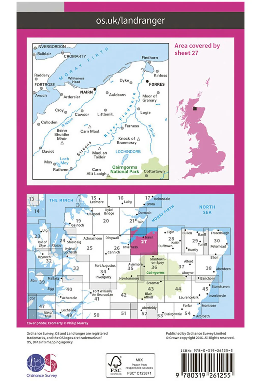 Ordnance Survey Nairn & Forres, River Findhorn - Landranger 27 Map - Image 4