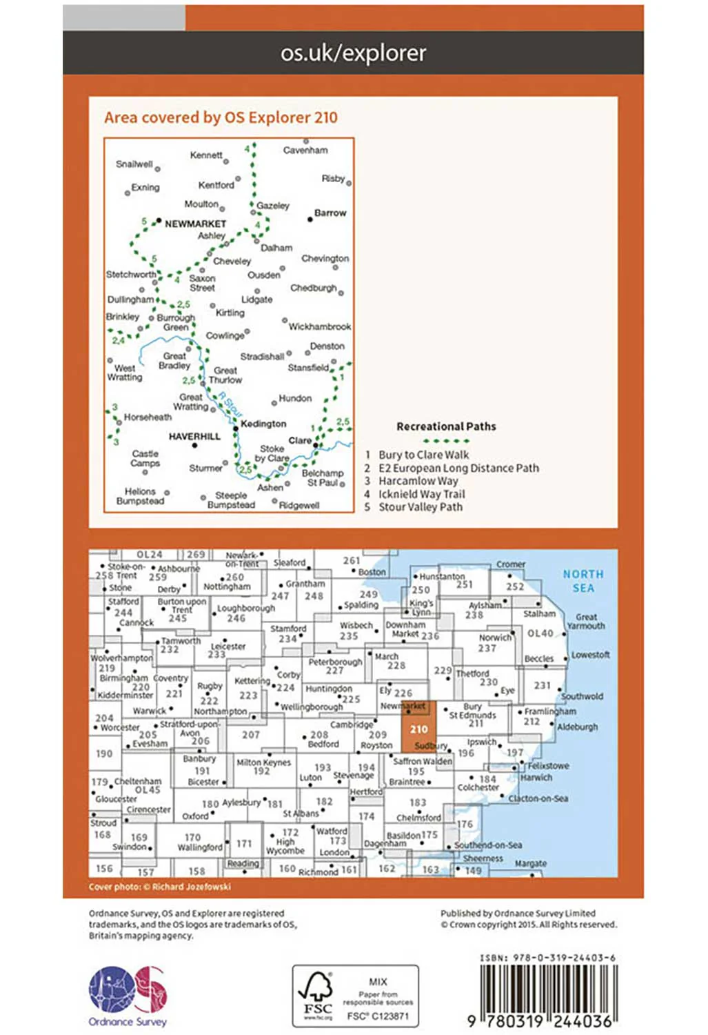 Ordnance Survey Newmarket & Haverhill - OS Explorer 210 Map - Image 2
