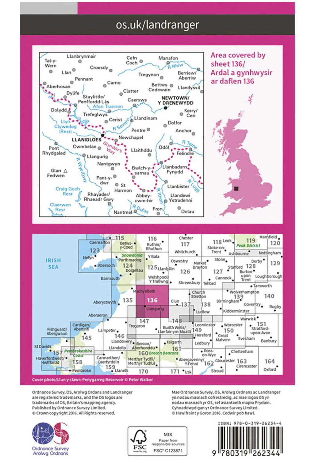 Ordnance Survey Newtown & Llanidloes - Landranger 136 Map - Image 3