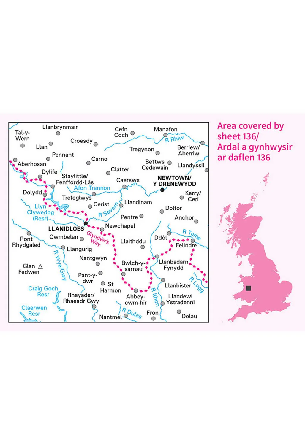 Ordnance Survey Newtown & Llanidloes - Landranger 136 Map - Image 5
