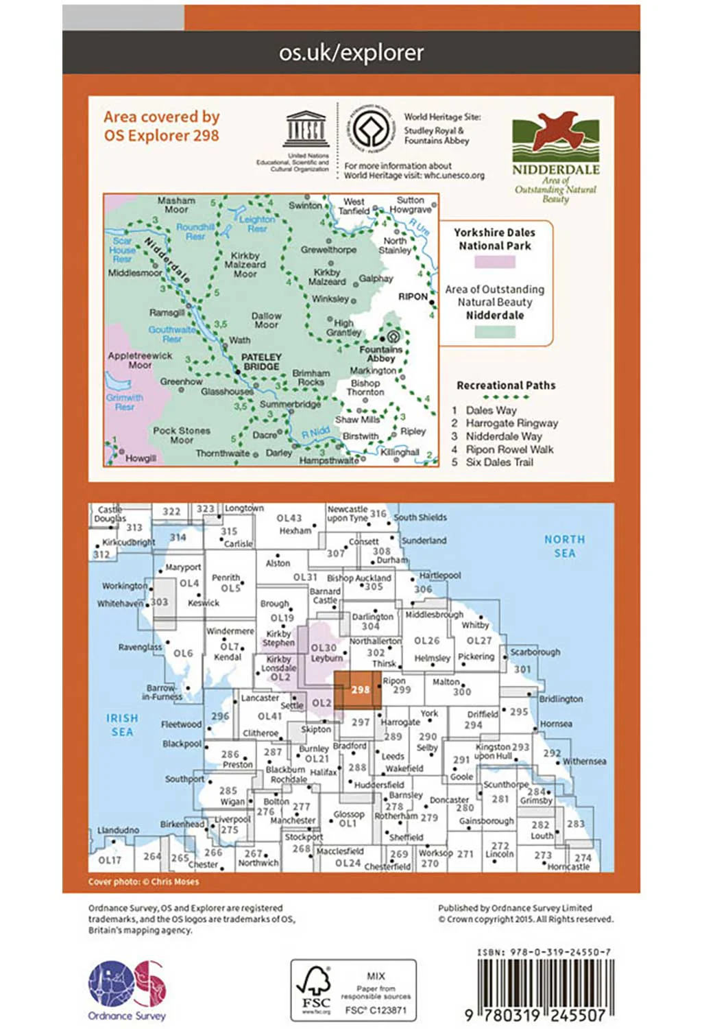 Ordnance Survey Nidderdale - OS Explorer 298 Map - Image 2