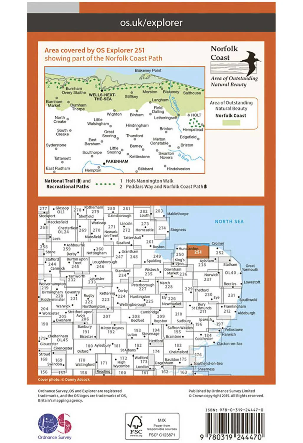 Ordnance Survey Norfolk Coast Central - OS Explorer 251 Map - Image 2