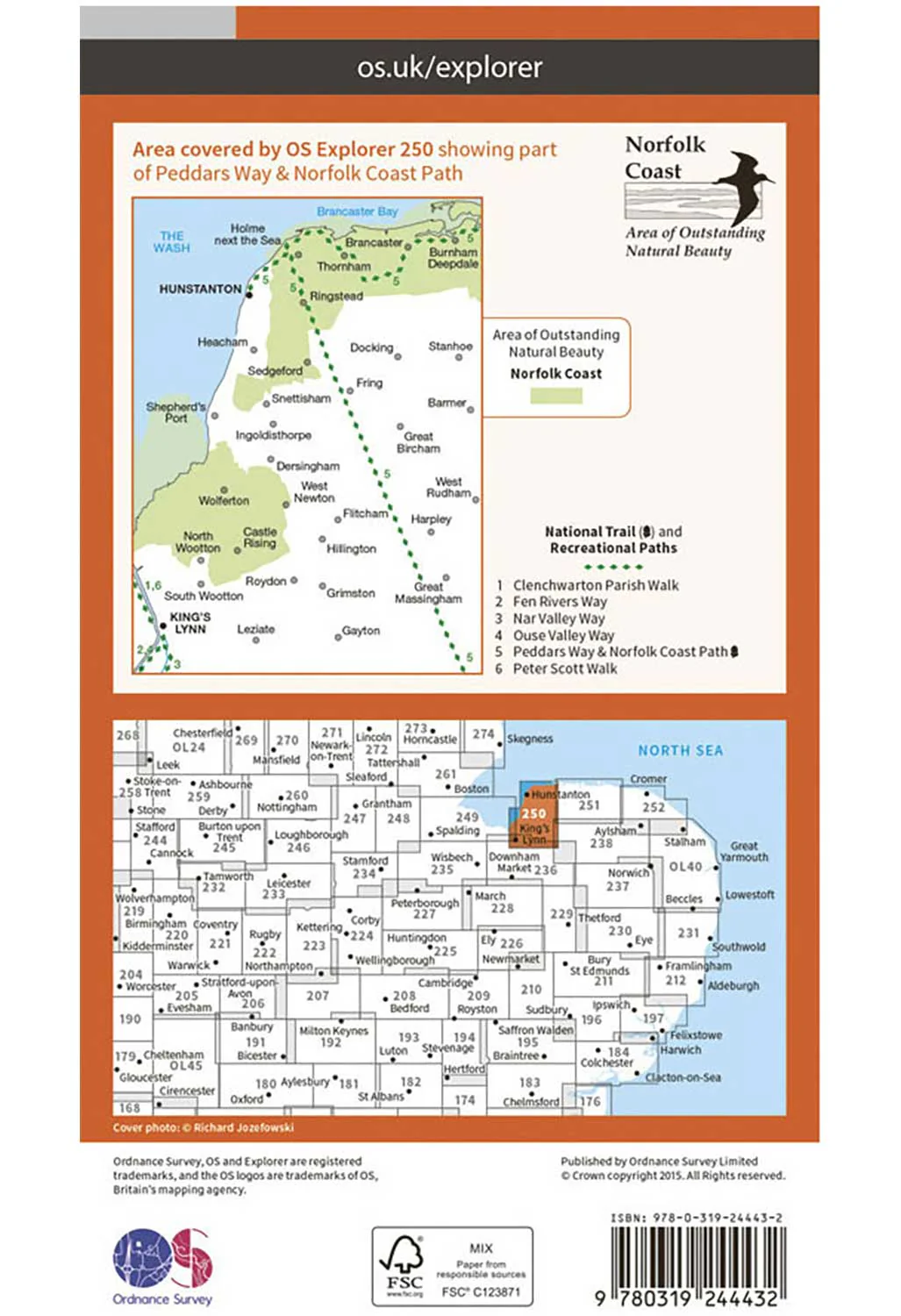 Ordnance Survey Norfolk Coast West - OS Explorer 250 Map - Image 2