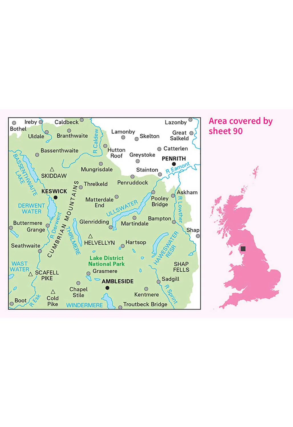 Ordnance Survey Penrith, Keswick & Ambleside - Landranger 90 Map - Image 4