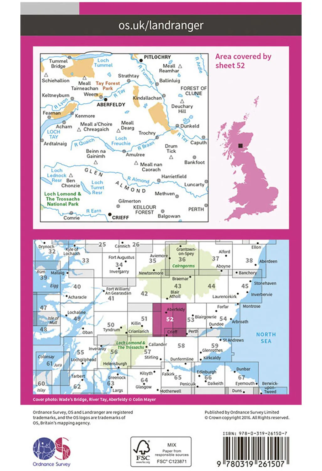Ordnance Survey Pitlochry & Crieff - Landranger 52 Map - Image 3