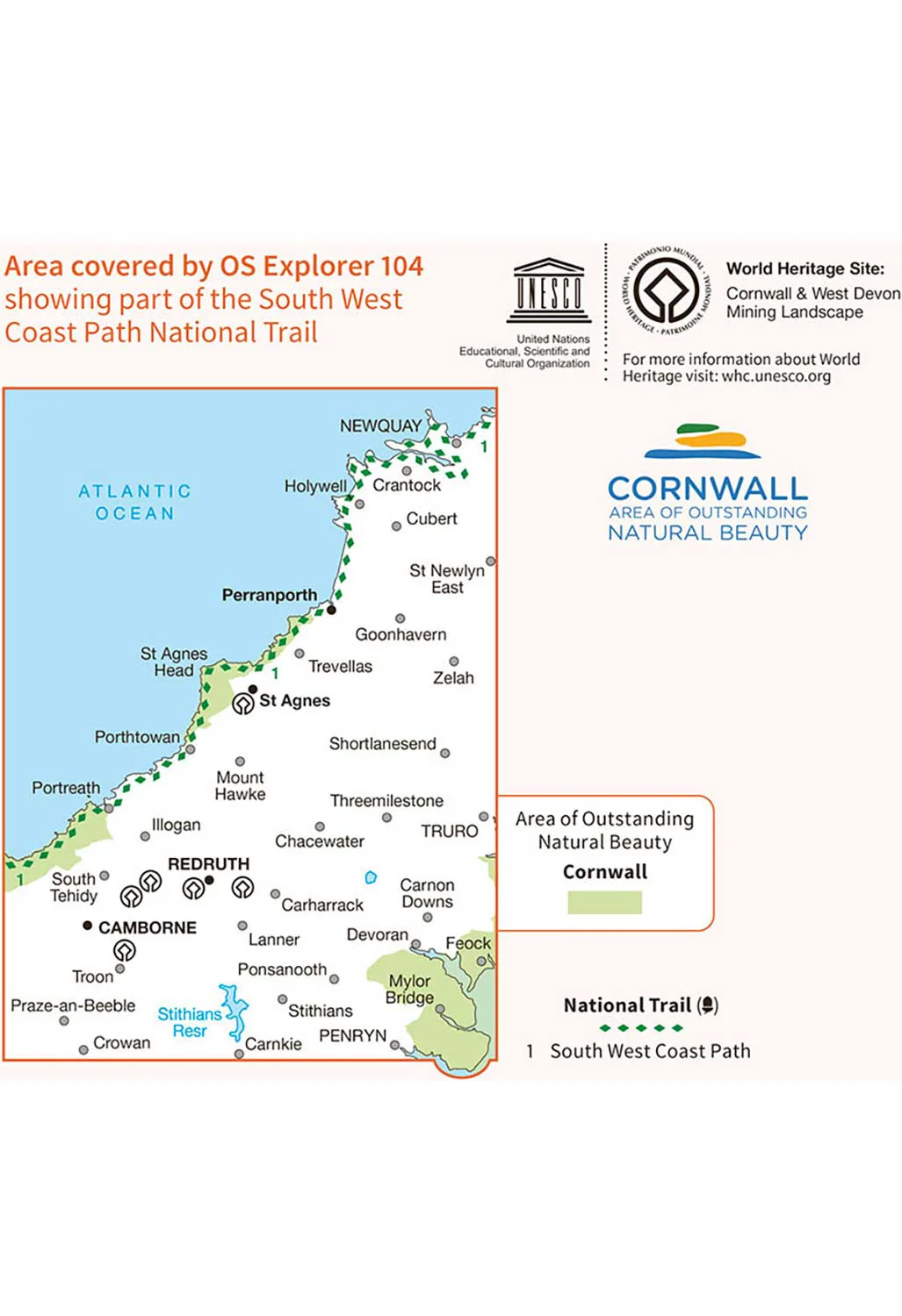Ordnance Survey Redruth & St Agnes - OS Explorer 104 Map - Image 3