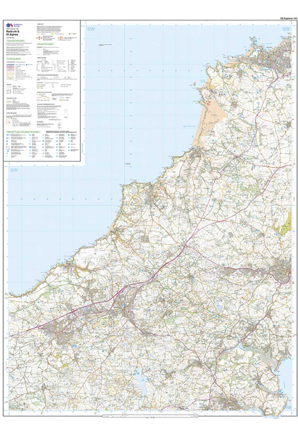 Ordnance Survey Redruth & St Agnes - OS Explorer 104 Map - Image 4