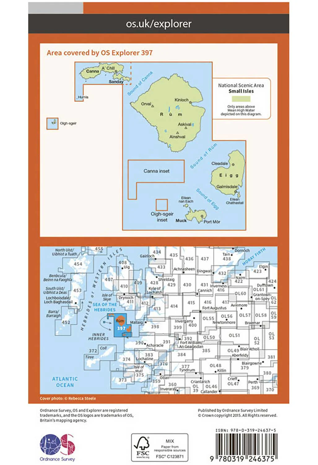 Ordnance Survey Ru`m, Eigg, Muck, Canna & Sanday - OS Explorer 397 Map - Image 2