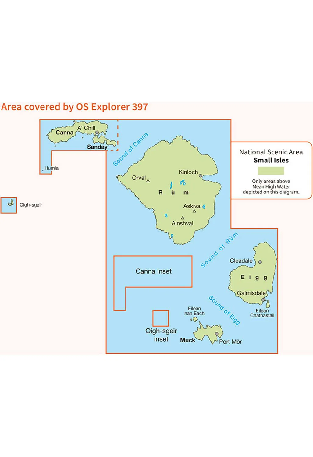 Ordnance Survey Ru`m, Eigg, Muck, Canna & Sanday - OS Explorer 397 Map - Image 3