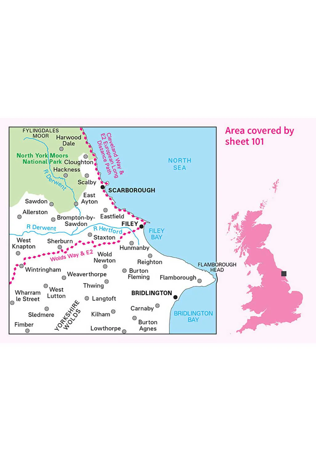 Ordnance Survey Scarborough, Bridlington & Filey - Landranger 101 Map - Image 4