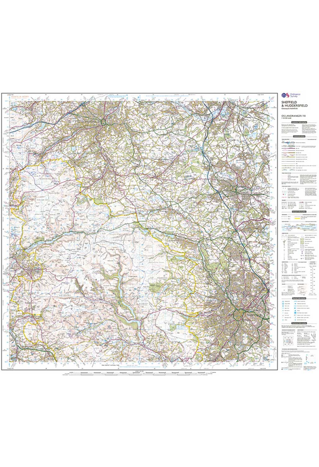 Ordnance Survey Sheffield, Huddersfield, Glossop & Holmfirth - Landranger 110 Map - Image 4