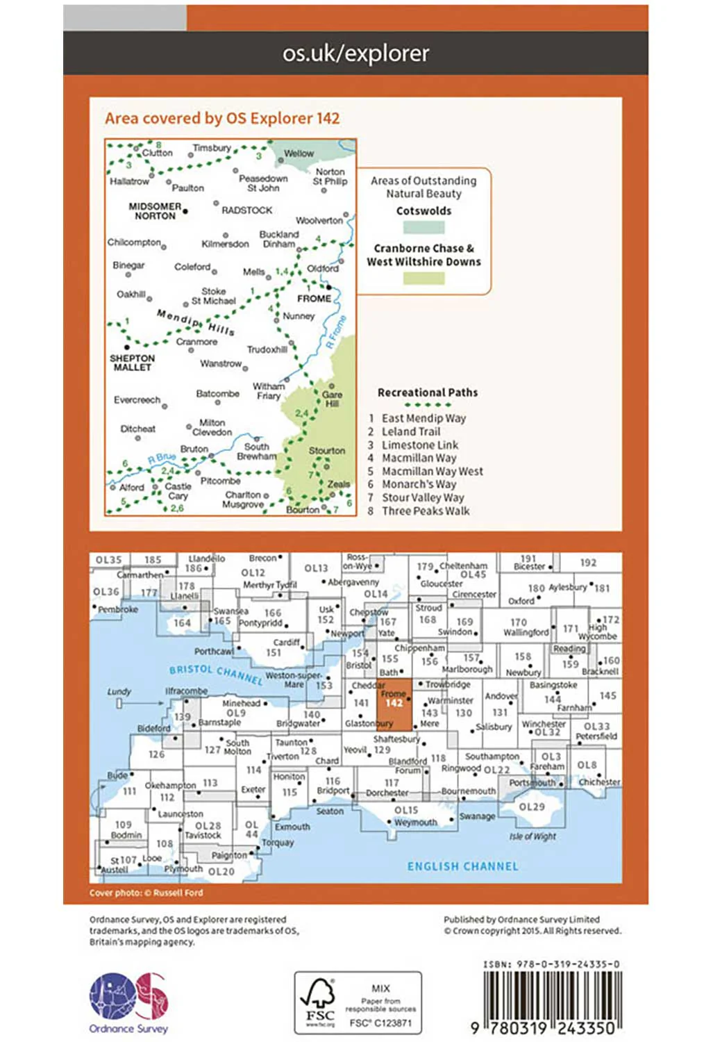 Ordnance Survey Shepton Mallet & Mendip Hills East - OS Explorer 142 Map - Image 2