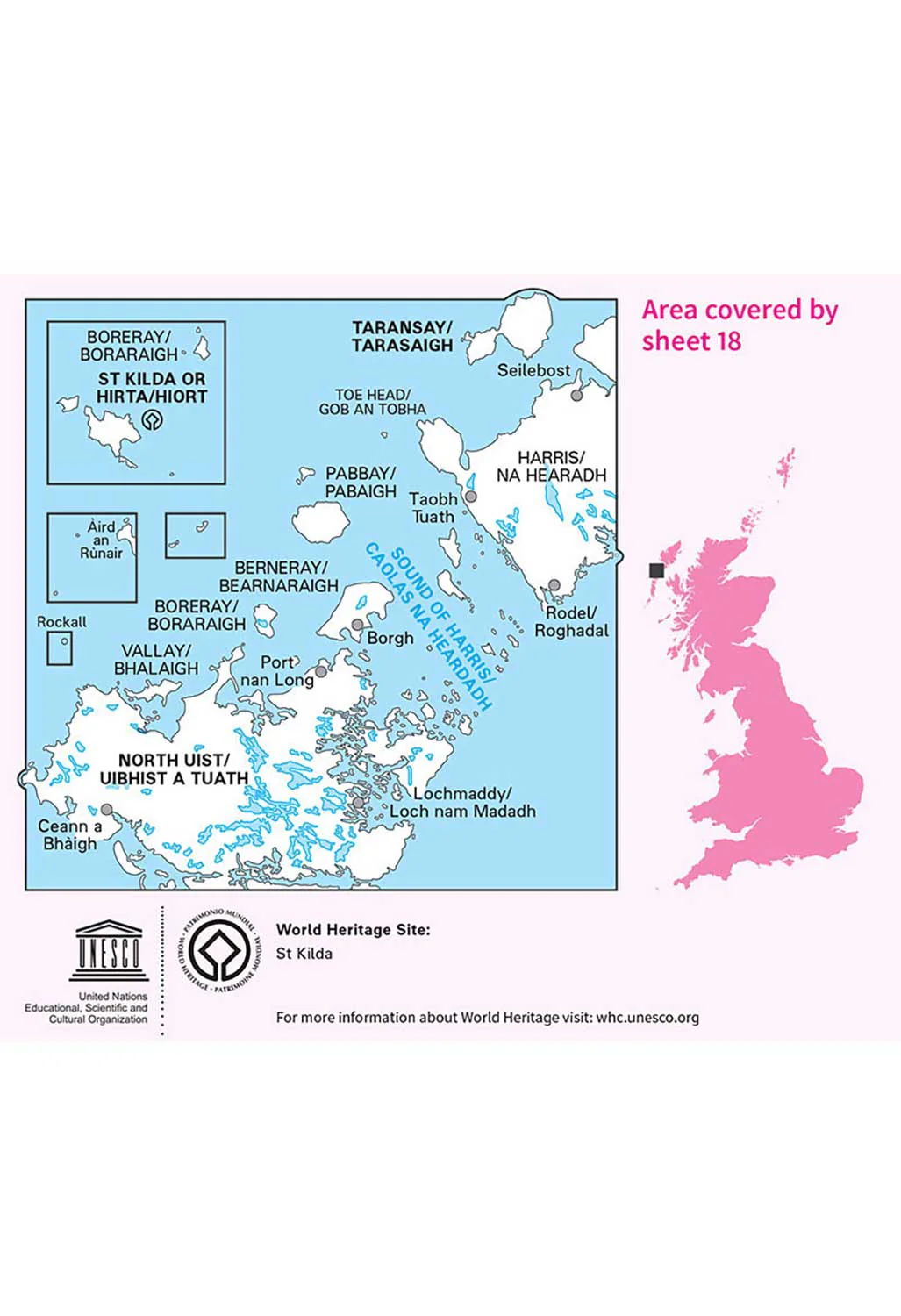 Ordnance Survey Sound of Harris, North Uist, Taransay & St Kilda - Landranger 18 Map - Image 2