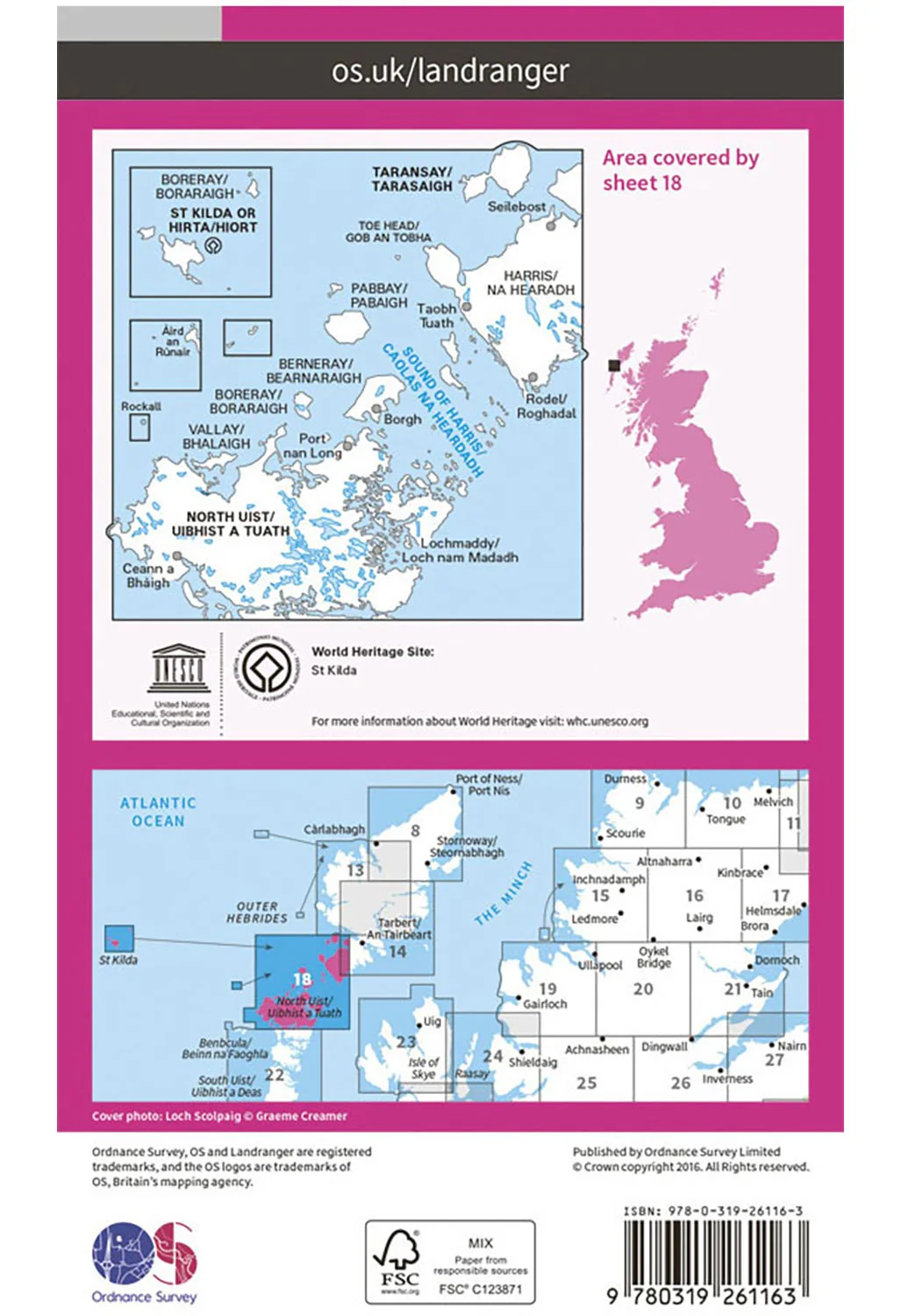 Ordnance Survey Sound of Harris, North Uist, Taransay & St Kilda - Landranger 18 Map - Image 4