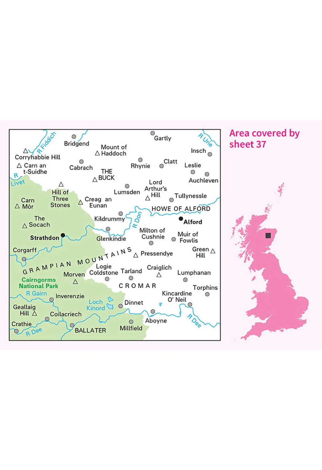Ordnance Survey Strathdon & Alford - Landranger 37 Map - Image 4