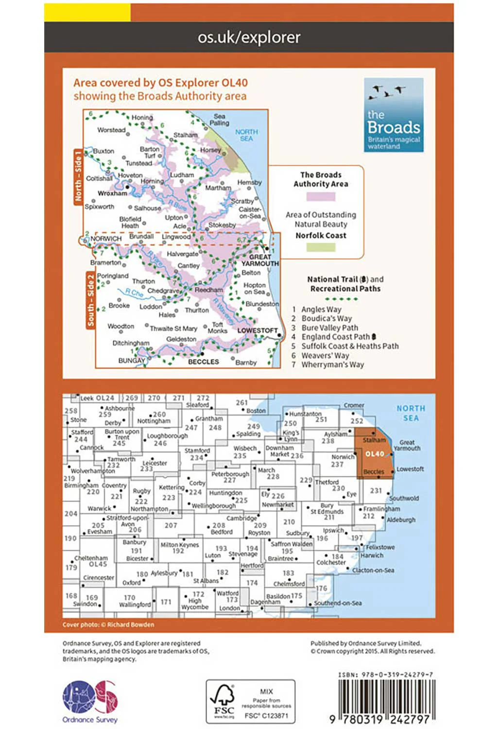 Ordnance Survey The Broads - OS Explorer OL40 Map - Image 2