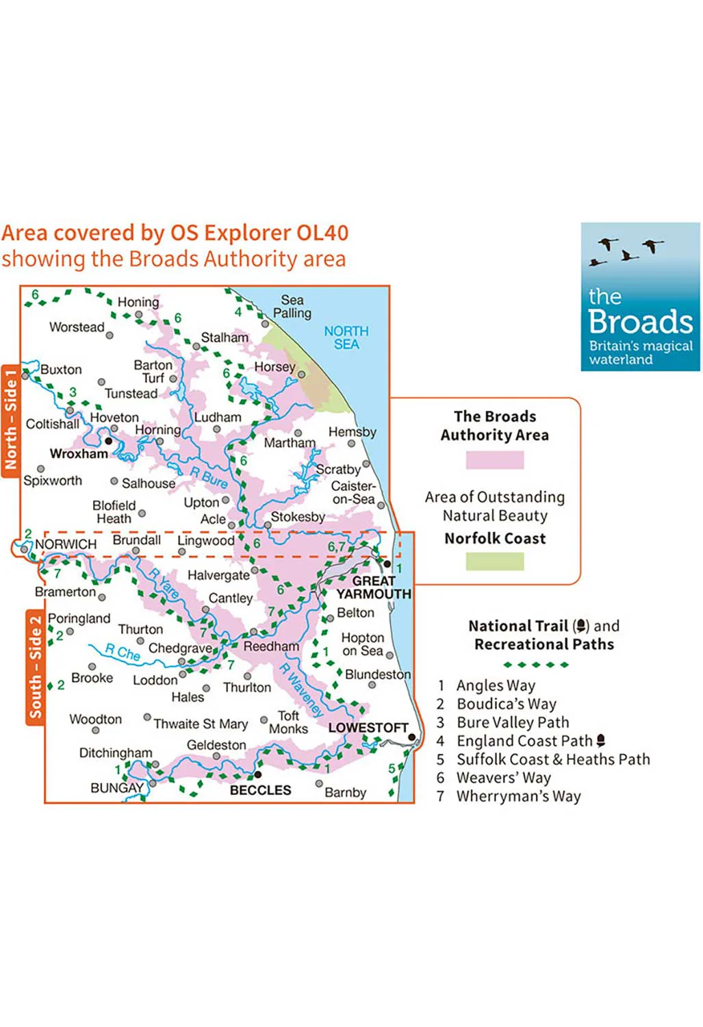 Ordnance Survey The Broads - OS Explorer OL40 Map - Image 3
