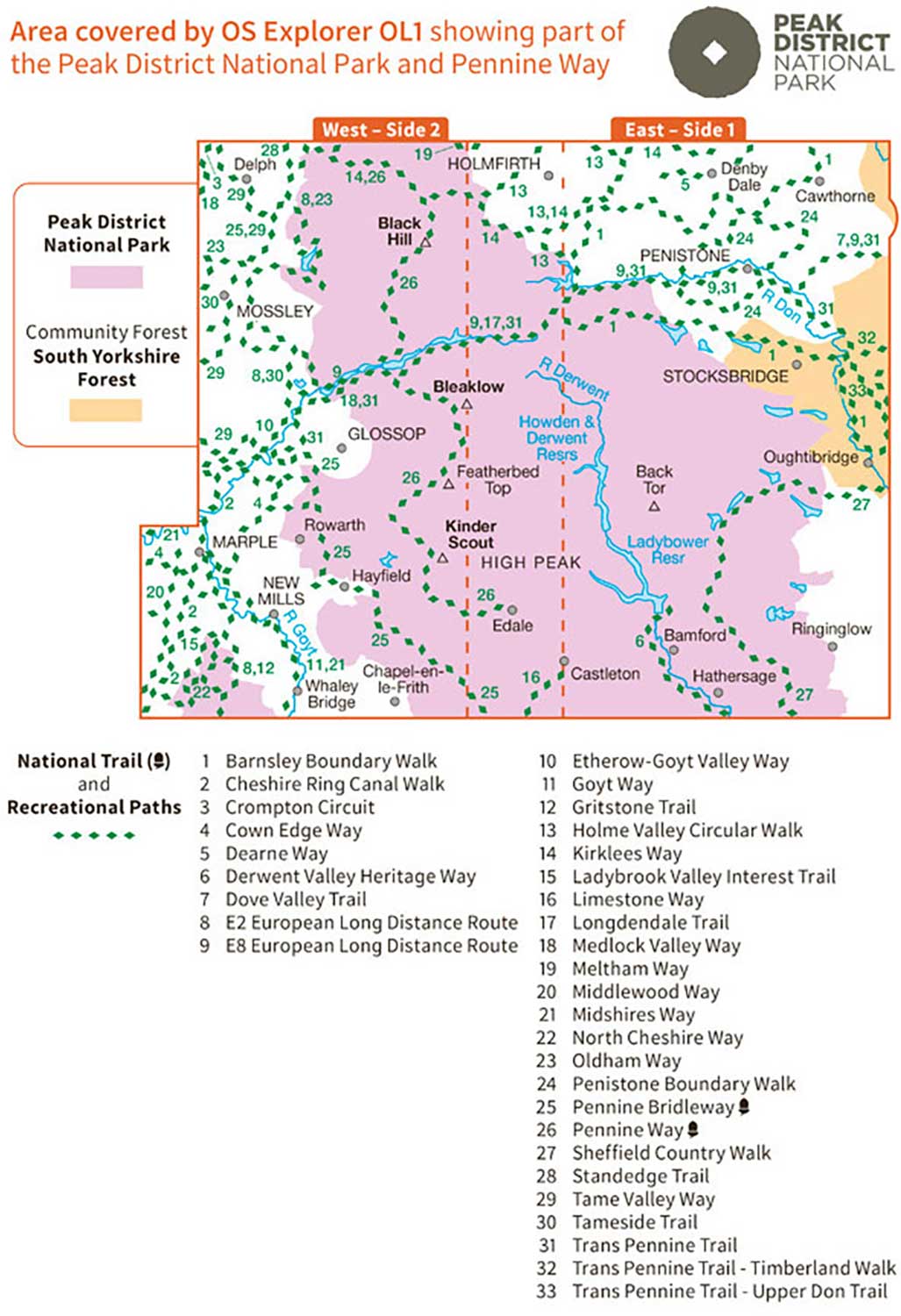 Ordnance Survey The Peak District - Dark Peak Area - OS Explorer OL1 Map - Image 2