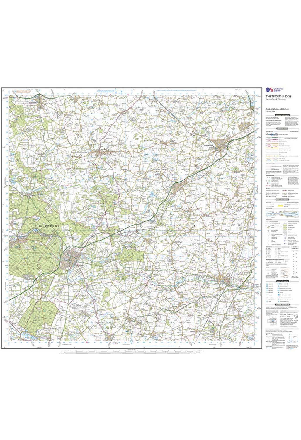 Ordnance Survey Thetford, Diss, Breckland & Wymondham - Landranger 144 Map - Image 4