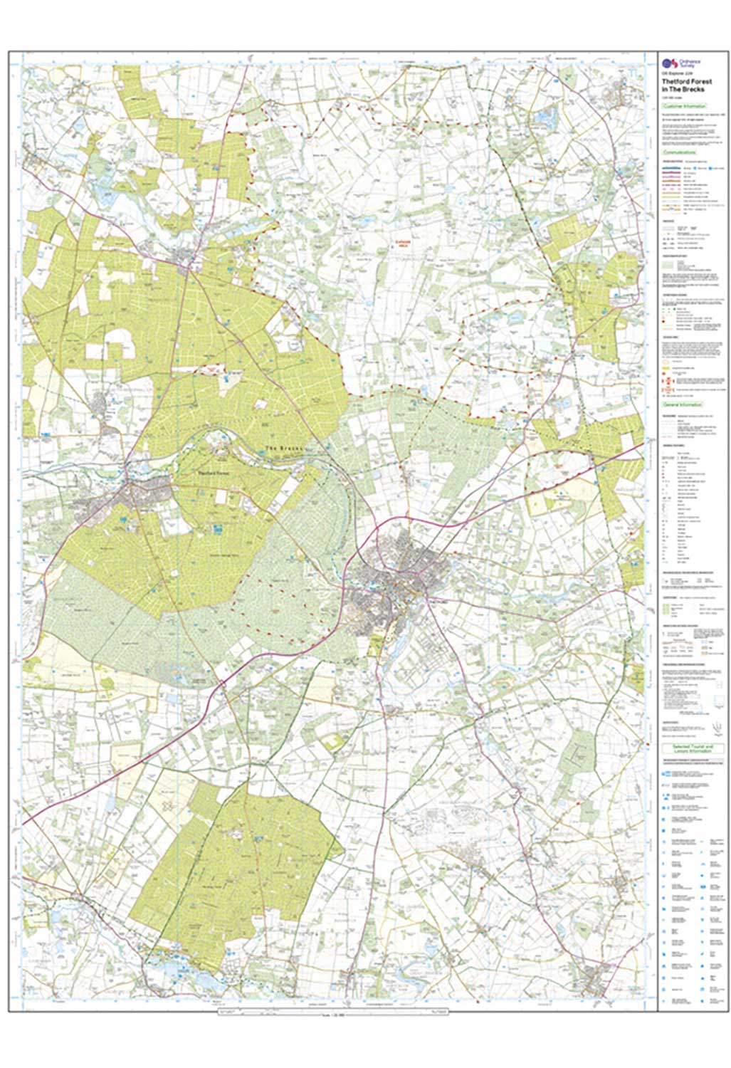 Ordnance Survey Thetford Forest in The Brecks, Thetford & Brandon - OS Explorer 229 Map - Image 4