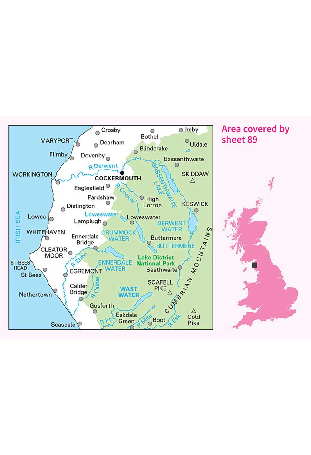 Ordnance Survey West Cumbria, Cockermouth & Wast Water - Landranger 89 Map - Image 3