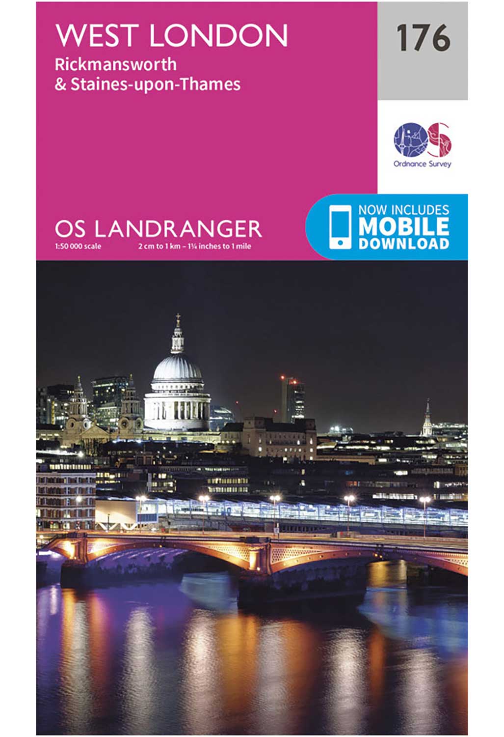 Ordnance Survey West London, Rickmansworth & Staines - Landranger 176 Map