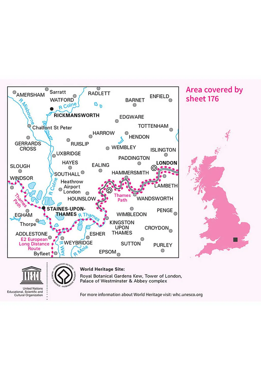 Ordnance Survey West London, Rickmansworth & Staines - Landranger 176 Map - Image 4