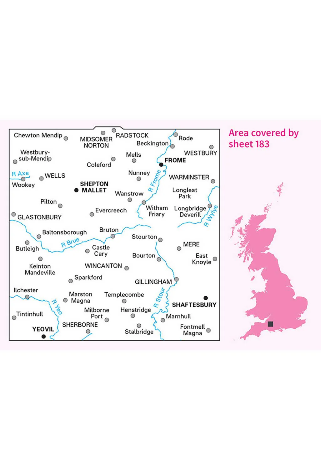 Ordnance Survey Yeovil & Frome - Landranger 183 Map - Image 3