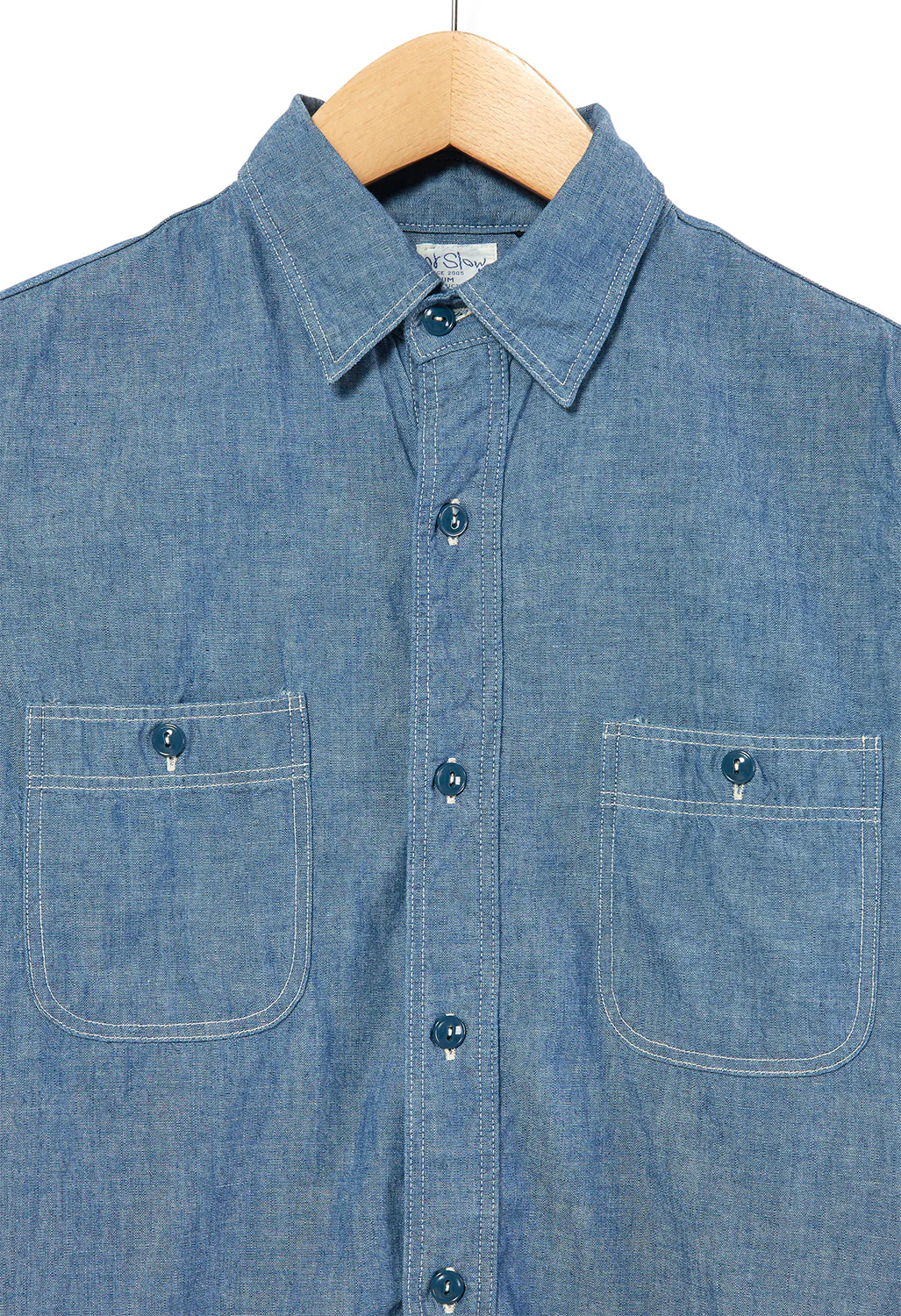orSlow Chambray Work Shirt - Blue - Image 3
