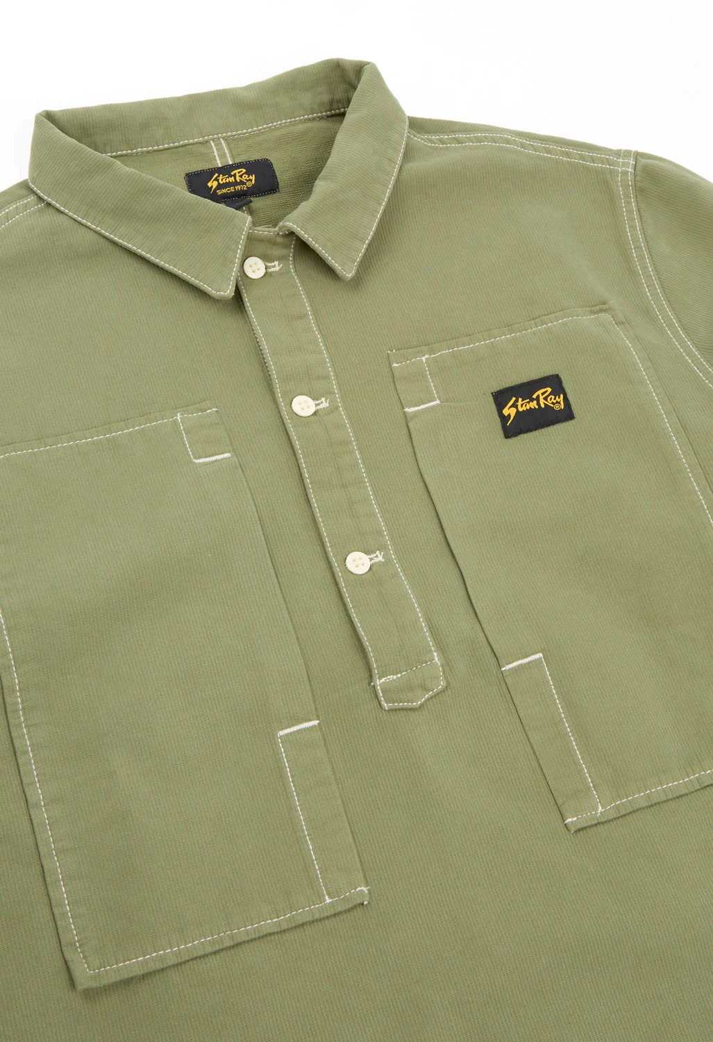 Stan Ray Painters Pop Over Shirt - Olive Bedford Cord - Image 4
