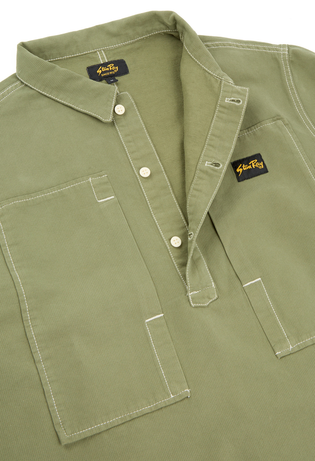Stan Ray Painters Pop Over Shirt - Olive Bedford Cord - Image 5