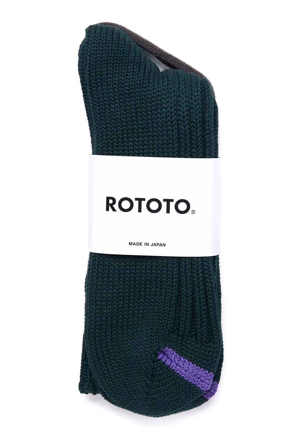 ROTOTO Chunky Ribbed Crew Socks - Dark Green - Image 2