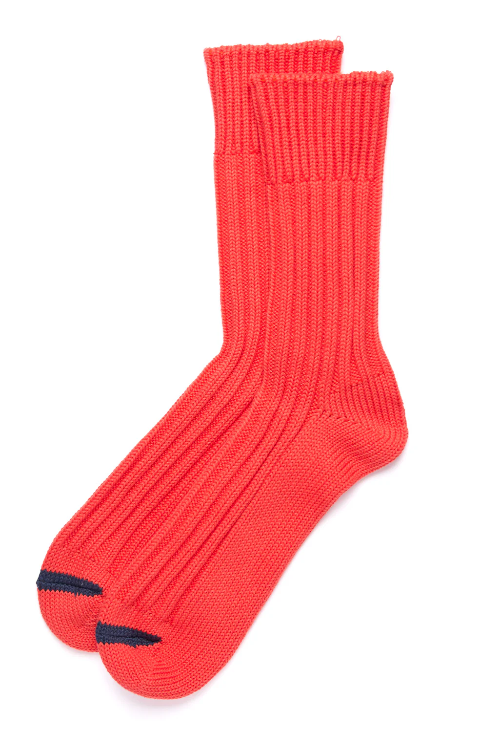ROTOTO Chunky Ribbed Crew Socks - Poppy/Dark Blue