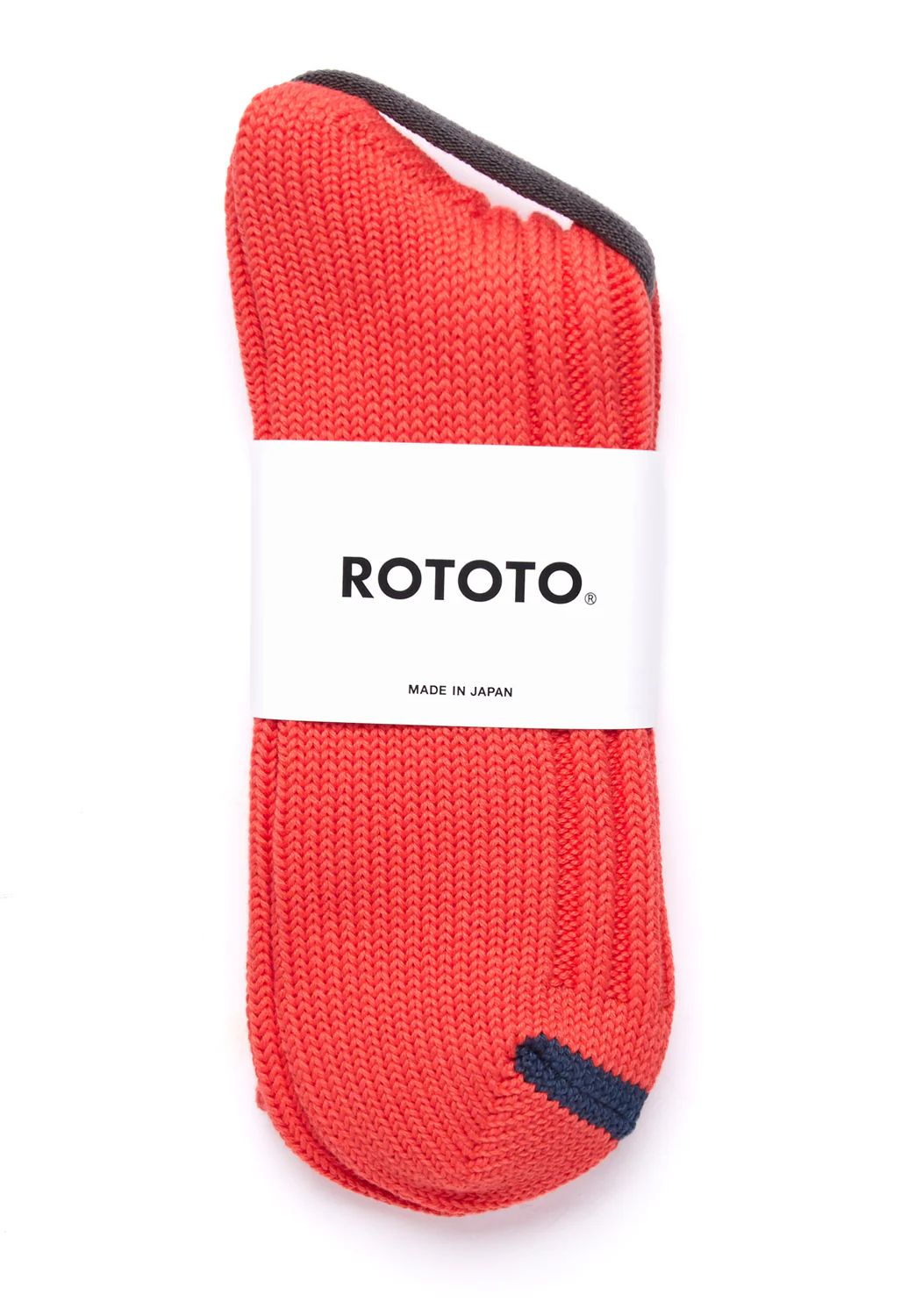 ROTOTO Chunky Ribbed Crew Socks - Poppy/Dark Blue - Image 2