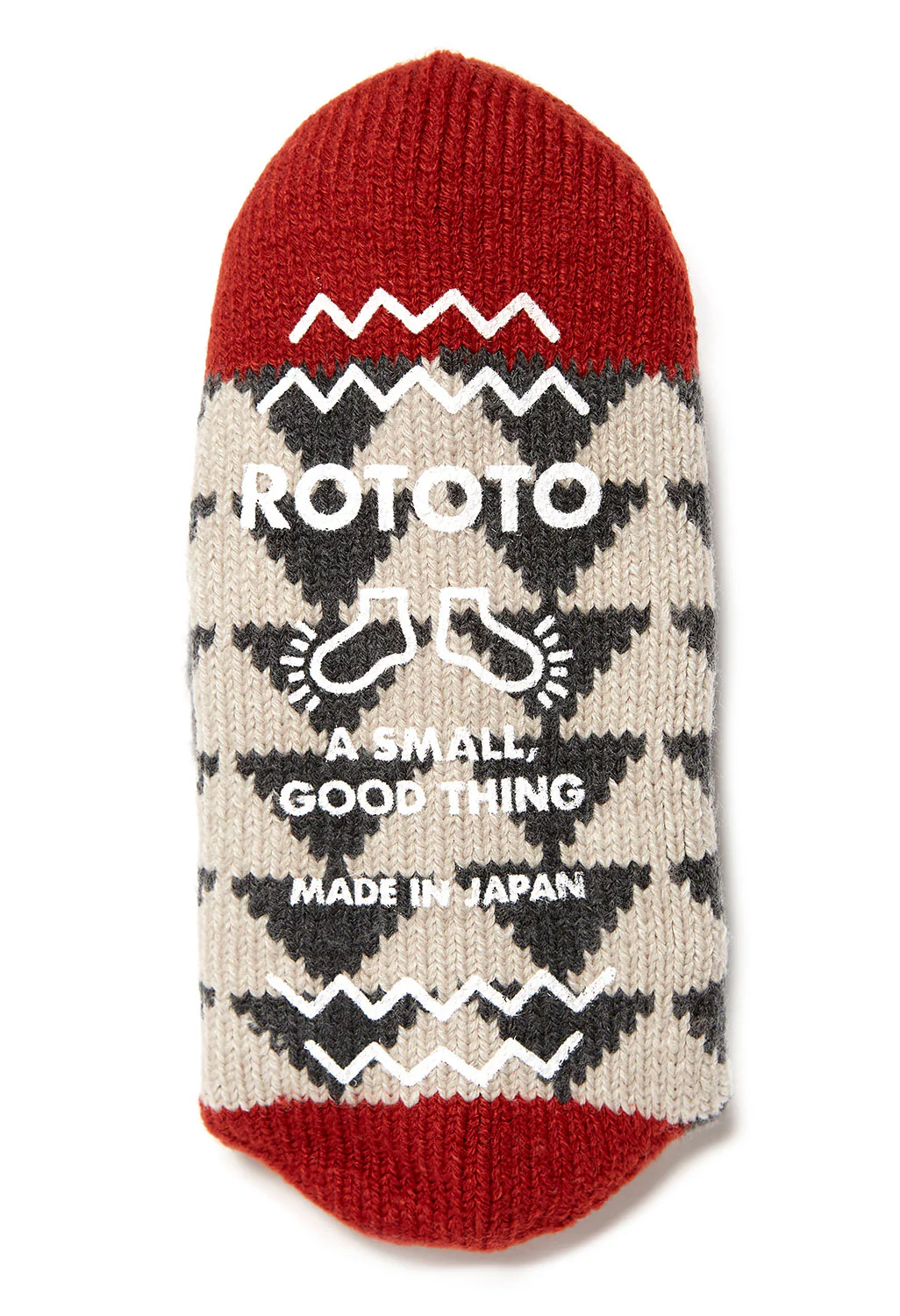 ROTOTO Comfy Room Sankaku Socks - Charcoal/Red - Image 3