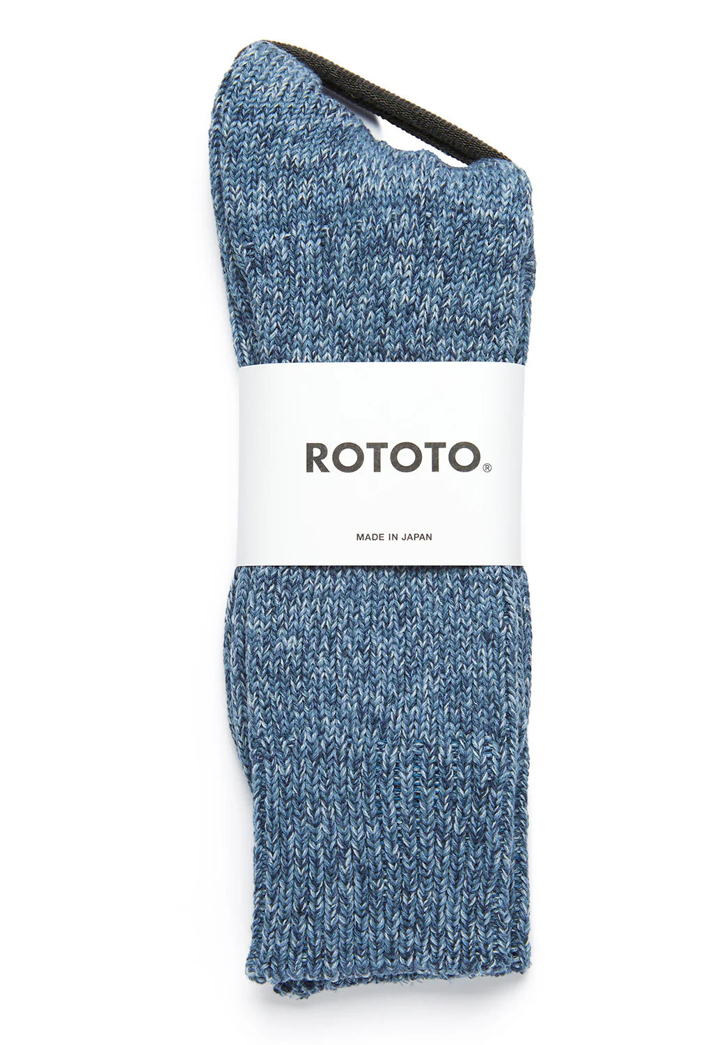 ROTOTO Denim Tone Crew Socks - Ice Denim - Image 2