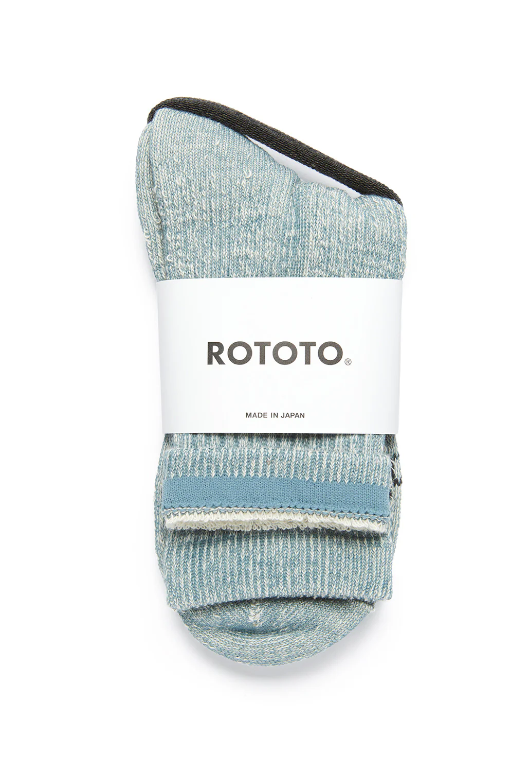 ROTOTO Double Face Organic Cotton Mid Socks - Light Blue - Image 2