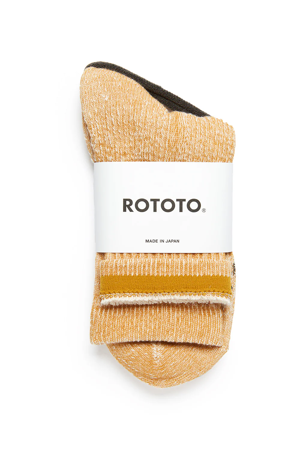 ROTOTO Double Face Organic Cotton Mid Socks - Yellow - Image 2