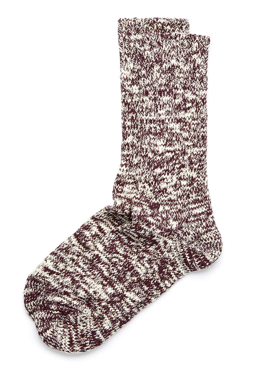 ROTOTO Low Guage Slub Crew Socks - Burgundy