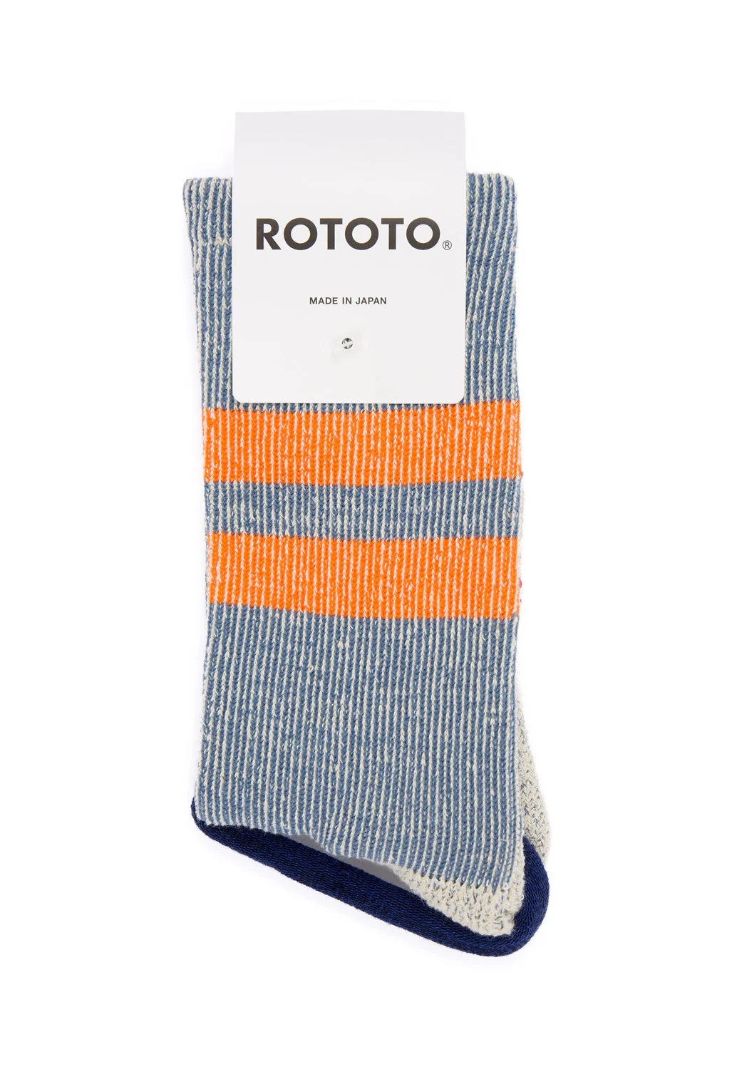 ROTOTO Pile Stripe Marl Socks - Blue / Orange - Image 2