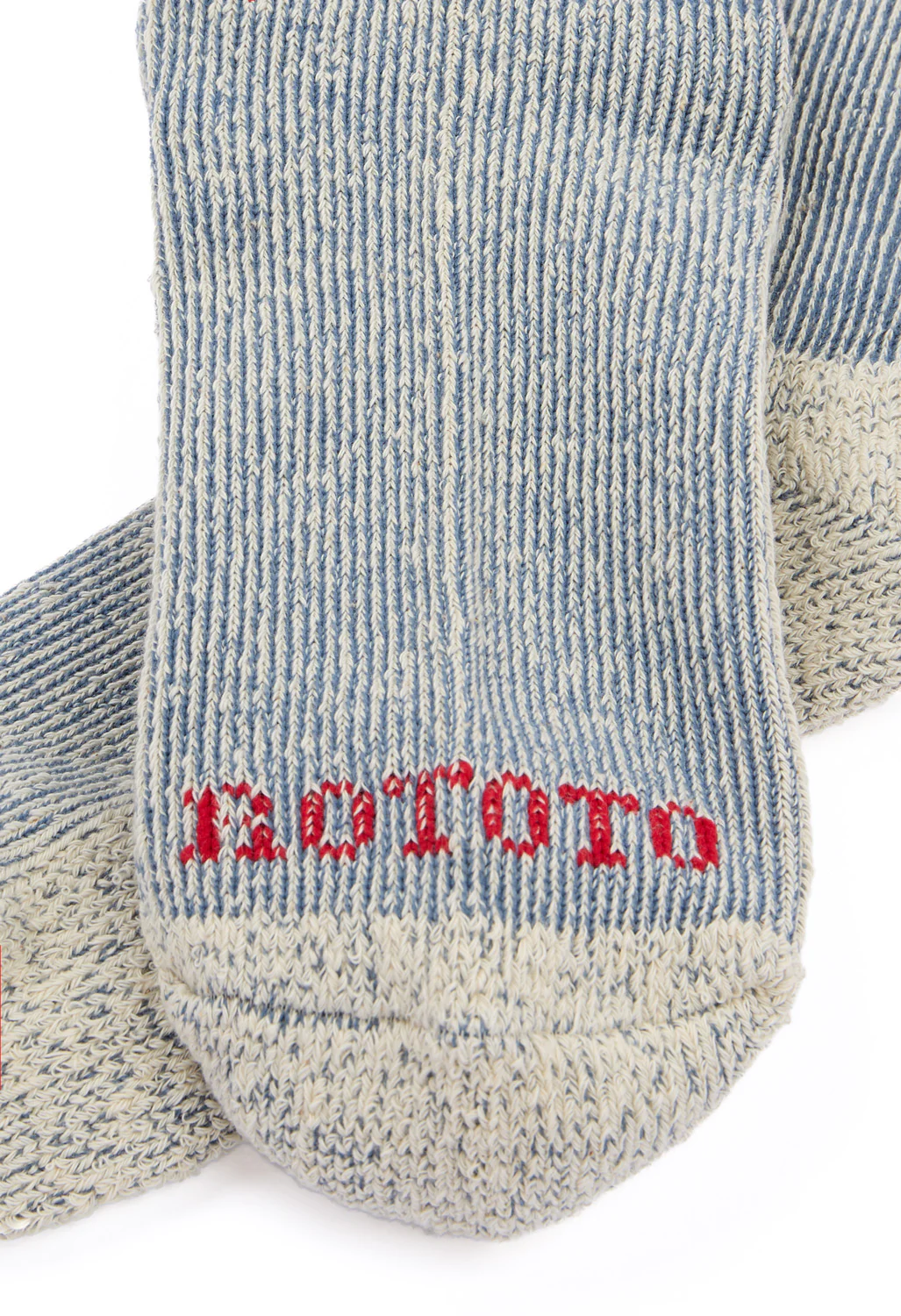 ROTOTO Pile Stripe Marl Socks - Blue / Orange - Image 3