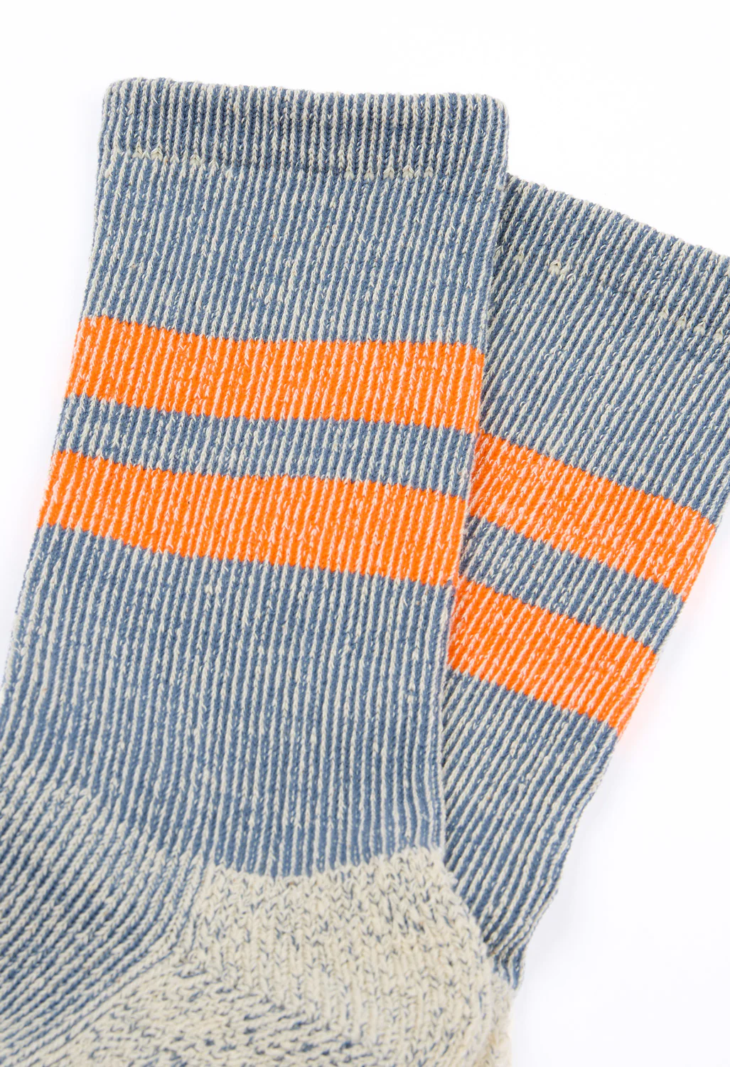 ROTOTO Pile Stripe Marl Socks - Blue / Orange - Image 4