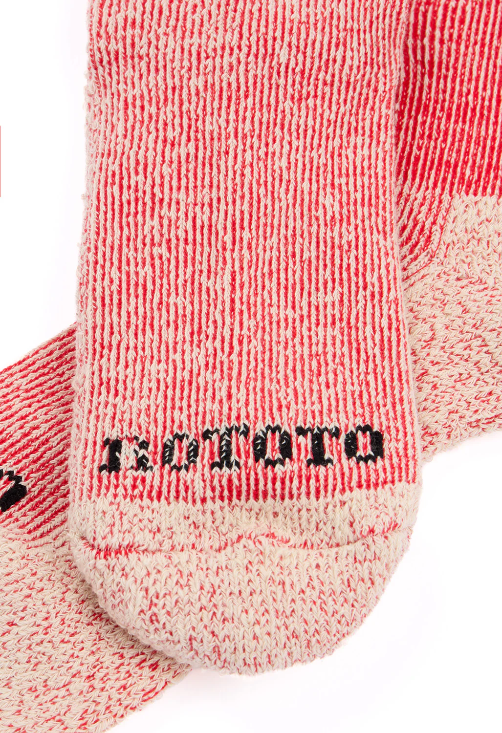 ROTOTO Pile Stripe Marl Socks - Red / Beige - Image 3