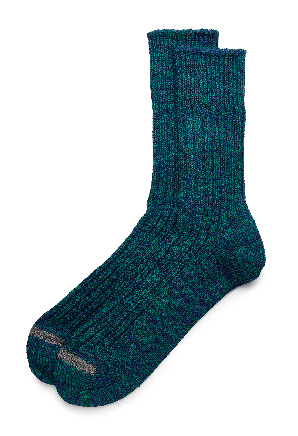 ROTOTO Recycle Cotton Ribbed Crew Socks - Blue/Green