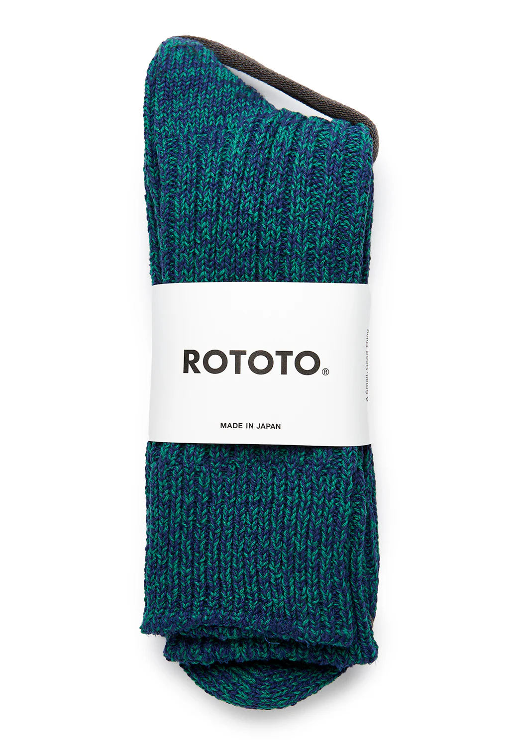 ROTOTO Recycle Cotton Ribbed Crew Socks - Blue/Green - Image 2