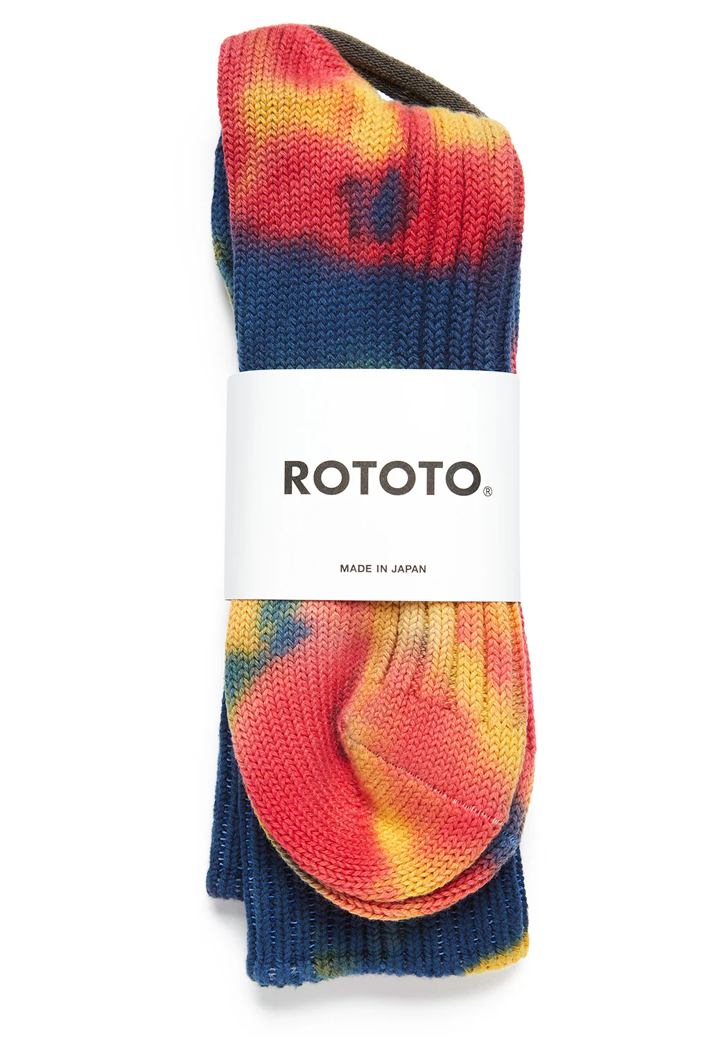 ROTOTO Tie Dye Chunky Ribbed Crew Socks - Red/Blue - Image 2