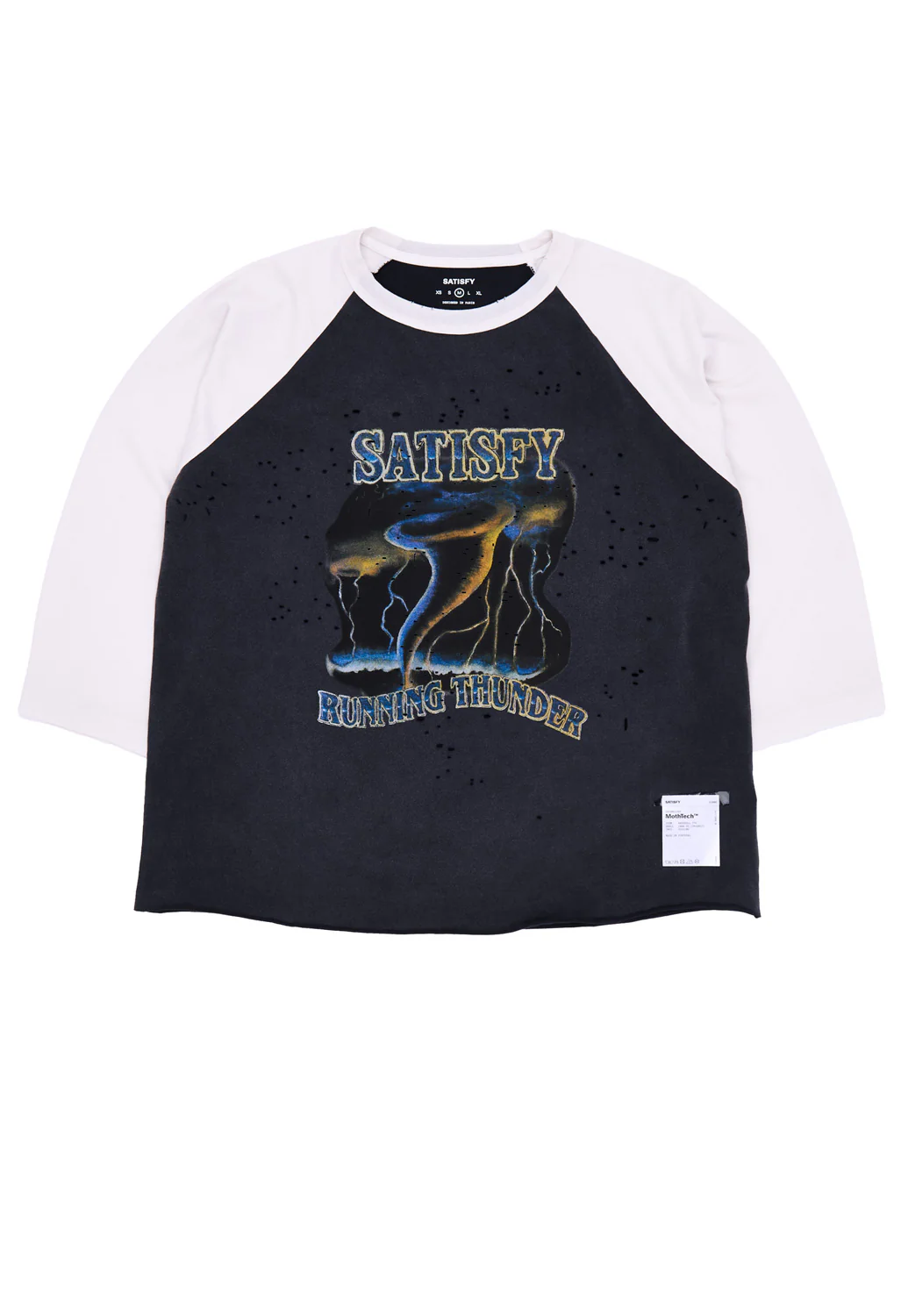 Satisfy Men's MothTech Baseball Tee - Aged Black / Off-White