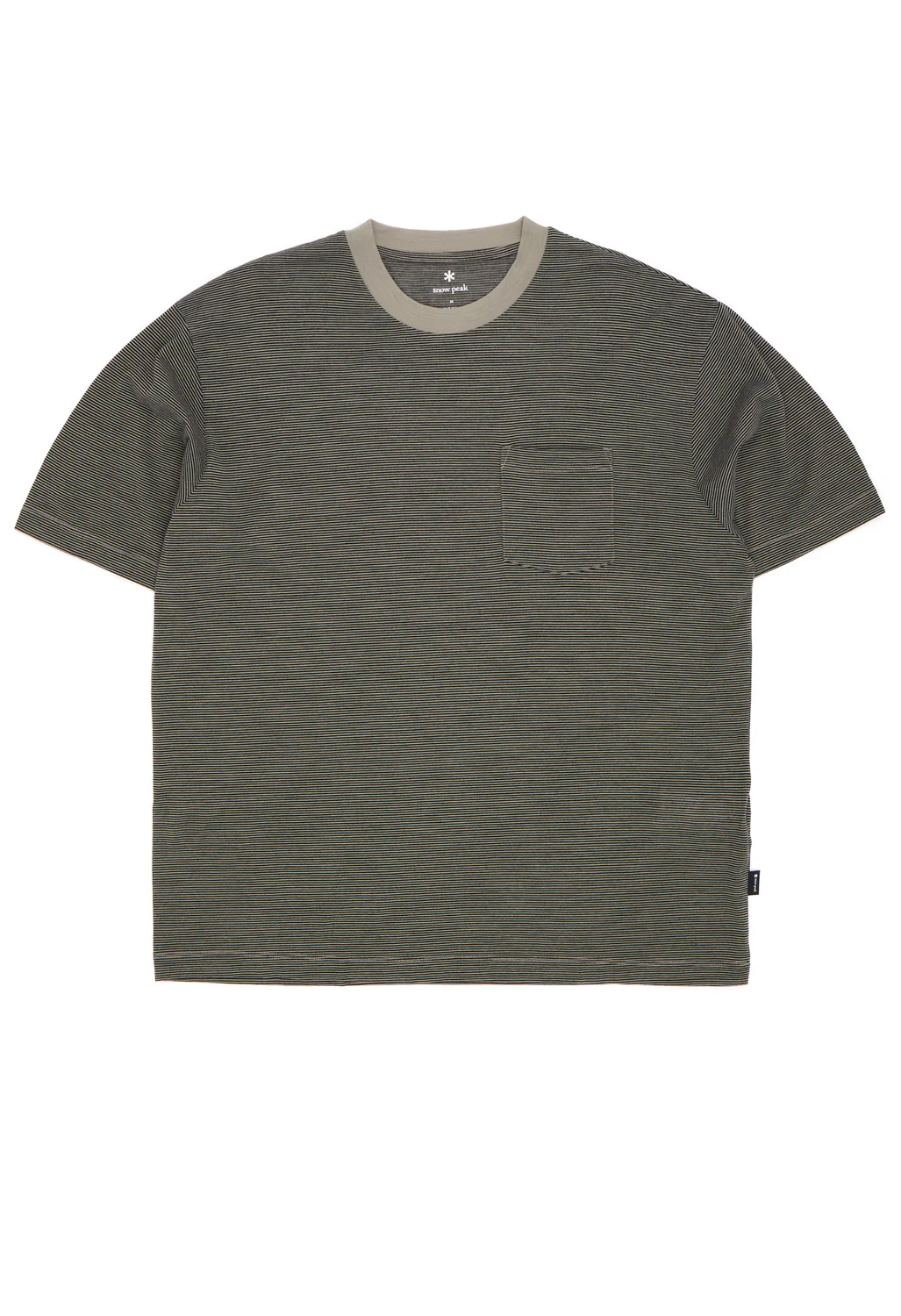 Snow Peak Men's Summer Wool Stripe T-Shirt - Greige