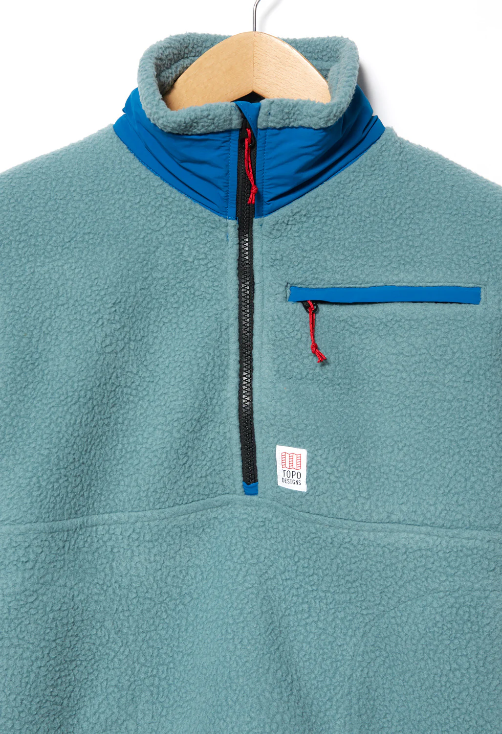 Topo Designs Women's Mountain Fleece Pullover - Slate Blue / Light Mint - Image 3