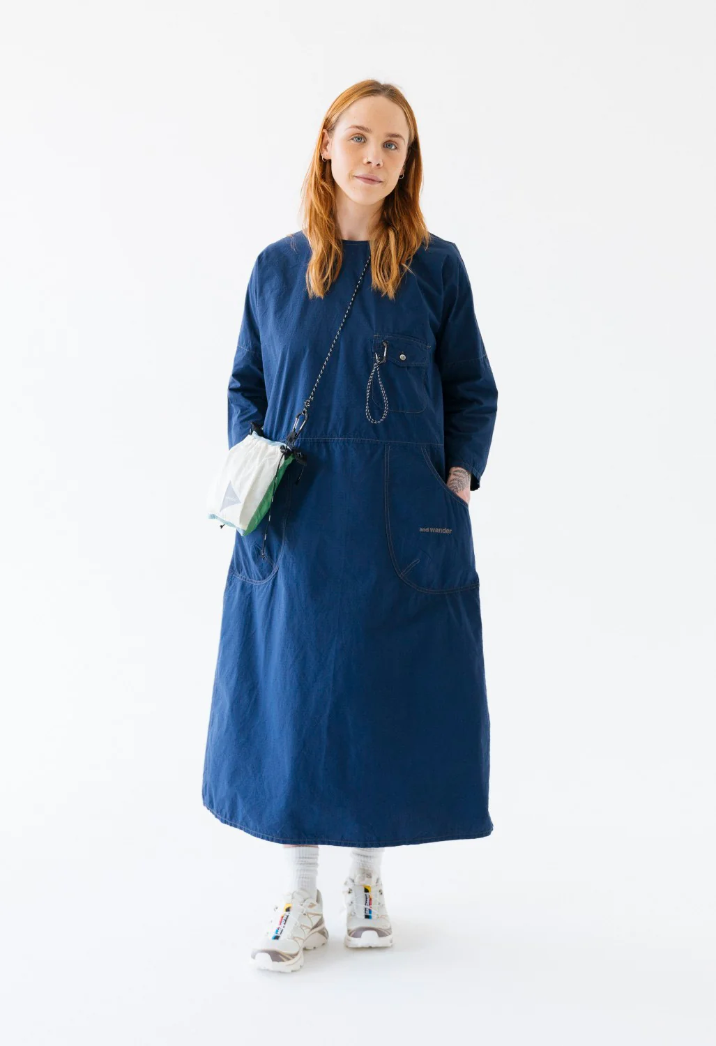 and wander Women's Cordura Cotton Rip Dress - Blue - Image 6